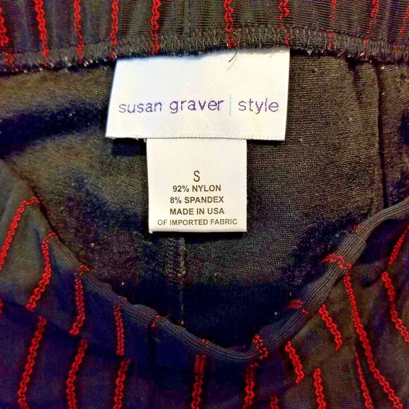 Susan Graver Women's Pants Black + Red Vertical Stripe Figure Flattering Small - Picture 4 of 4